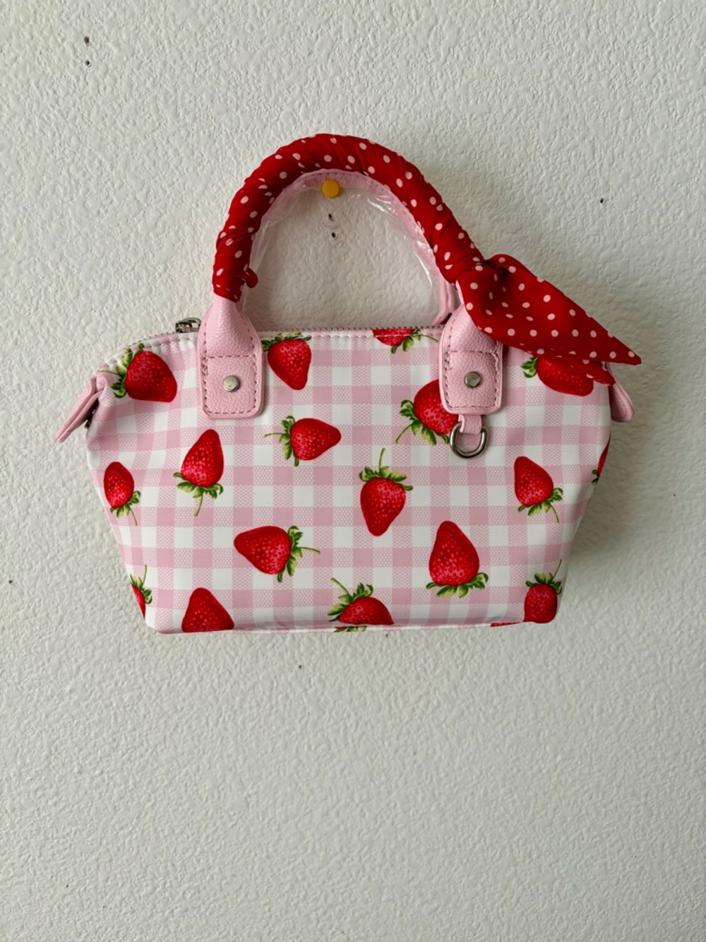 Madden Girl Mini Strawberry and Gingham Tote